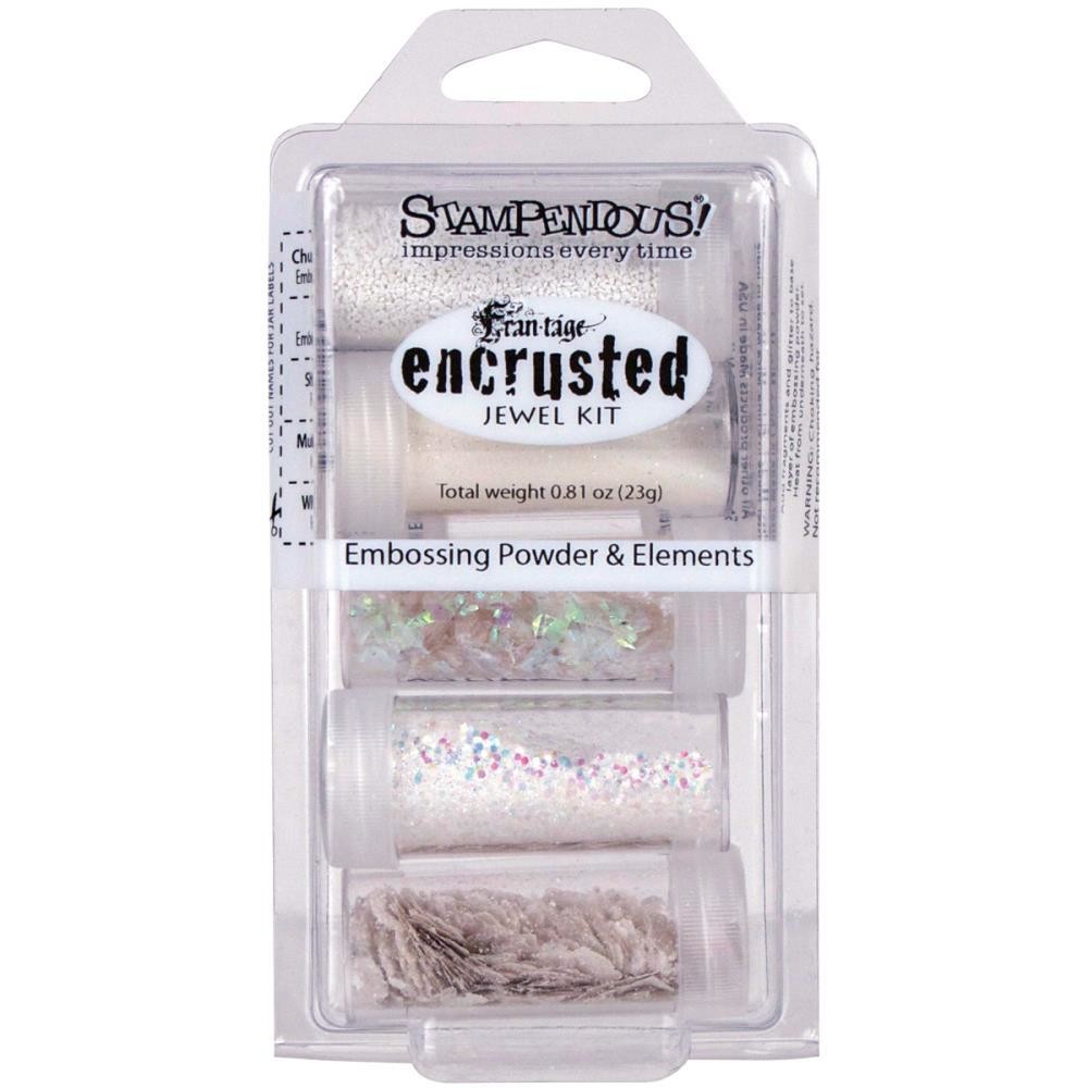 Stampendous Encrusted Jewel Embossing Powder &amp; Elements White