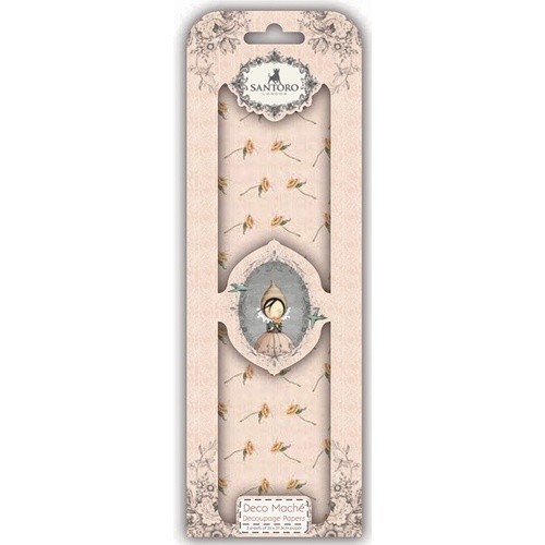 Santoro Decoupage Paper Sheets Pink Flowers