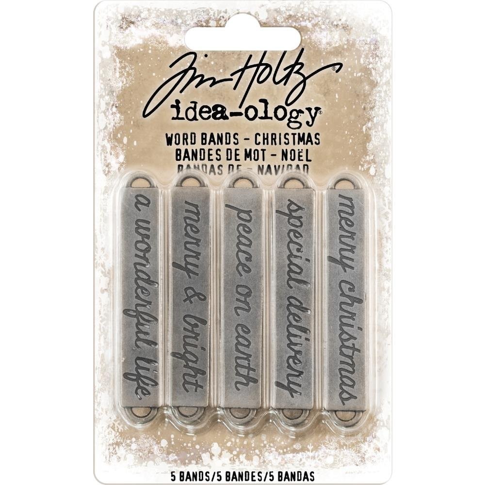 Tim Holtz Idea-ology Metal Word Bands Antique Nickel Christmas