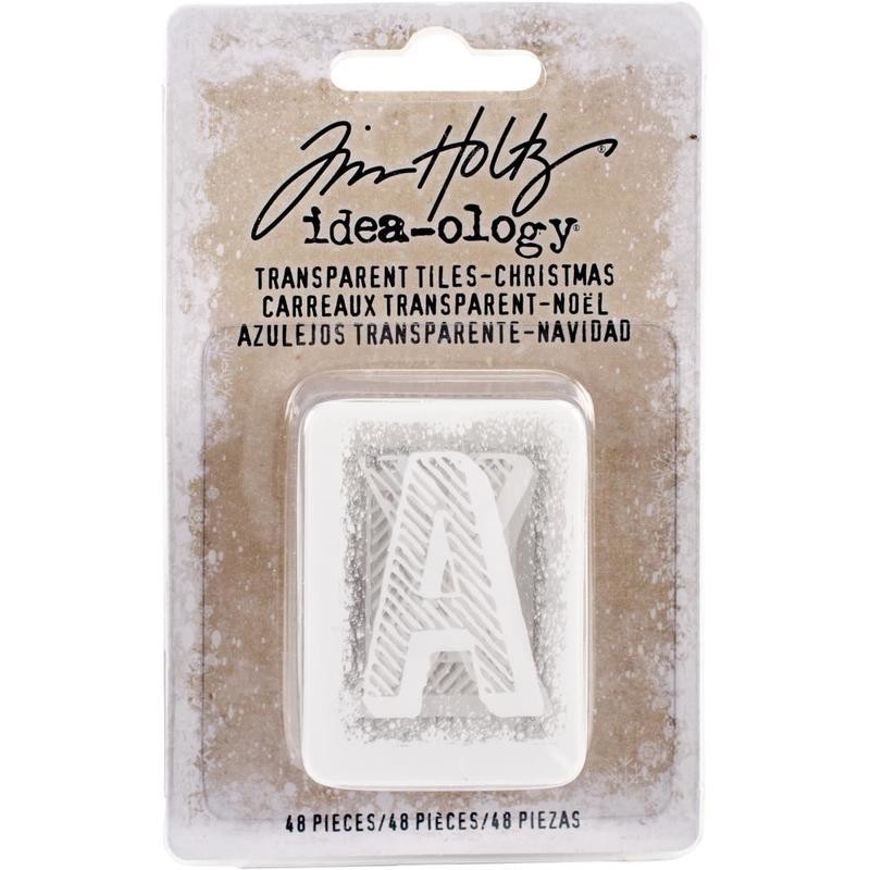 Tim Holtz Idea-ology Christmas Transparent Alpha Tiles White