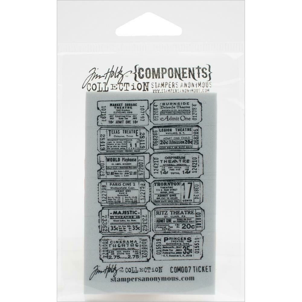 Tim Holtz Cling Stamps 2.5"X3.5" - Assorted, Title: Ticket