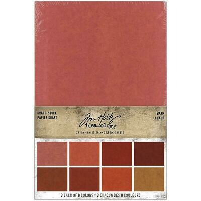 Tim Holtz Idea-ology Kraft Cardstock Stack 9x6" 24/pkg - Assorted
