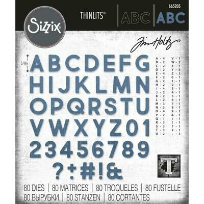 Tim Holtz Sizzix Thinlits Dies Alphanumeric Bold 80/pkg