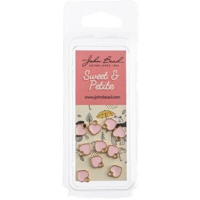 John Bead Sweet &amp; Petite Charms Hearts Pink 7x8mm 10/Pkg