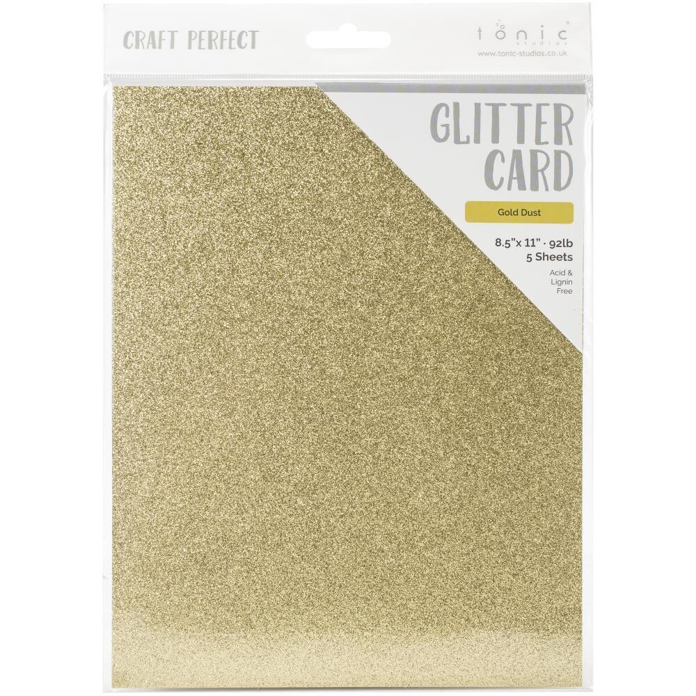 Tonic Studios Glitter Card 8.5x11 5/pkg - Assorted, Colour: Gold Dust