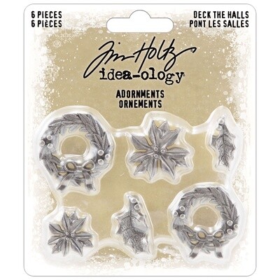 Tim Holtz Idea-ology Christmas 2023 Adornments Deck The Halls 6/pkg
