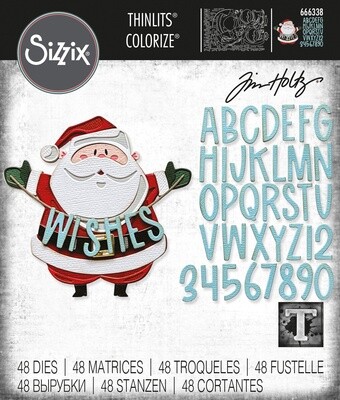 Tim Holtz Sizzix Thinlits Die Colorize Santa Greetings 49/pkg