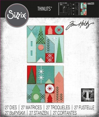 Tim Holtz Sizzix Thinlits Die Holiday Blocks 27/pkg