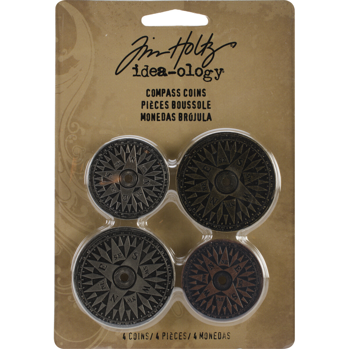 Tim Holtz Idea-ology Compass Coins 4/pkg