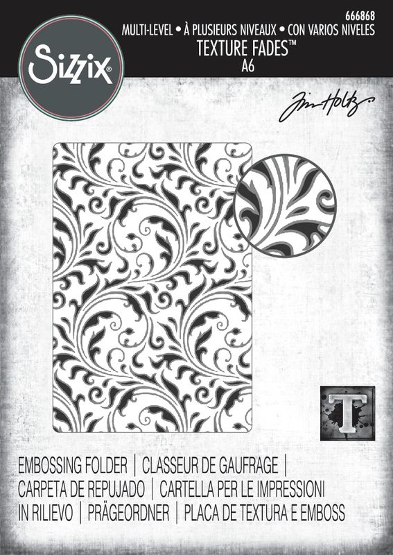 Tim Holtz Sizzix Multi-level Texture Fades A6 Embossing Folder - Vault Flourish 666868