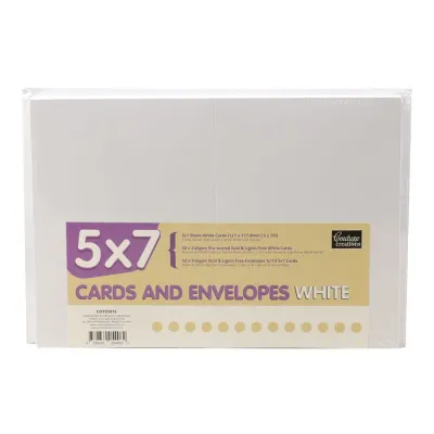 Couture Creations Cards and Envelopes White 50/pkg