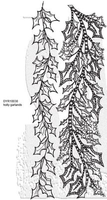 Dyan Reaveley's Dylusions Cling Stamp - Holly Garlands 2/pkg