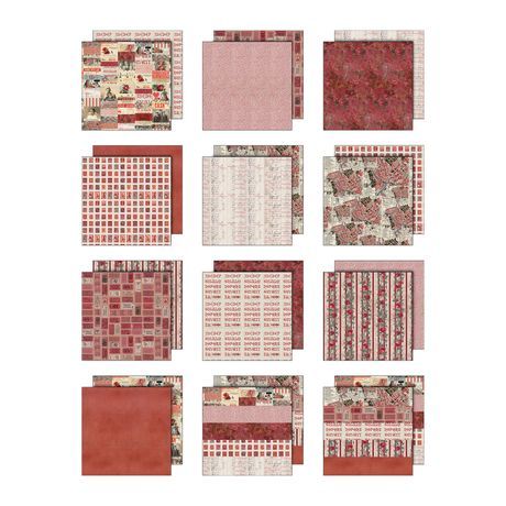 Tim Holtz Idea-ology Palette Collection Red 12x12 12/pkg