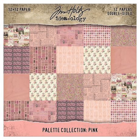 Tim Holtz Idea-ology Palette Collection Pink 12x12 12/pkg