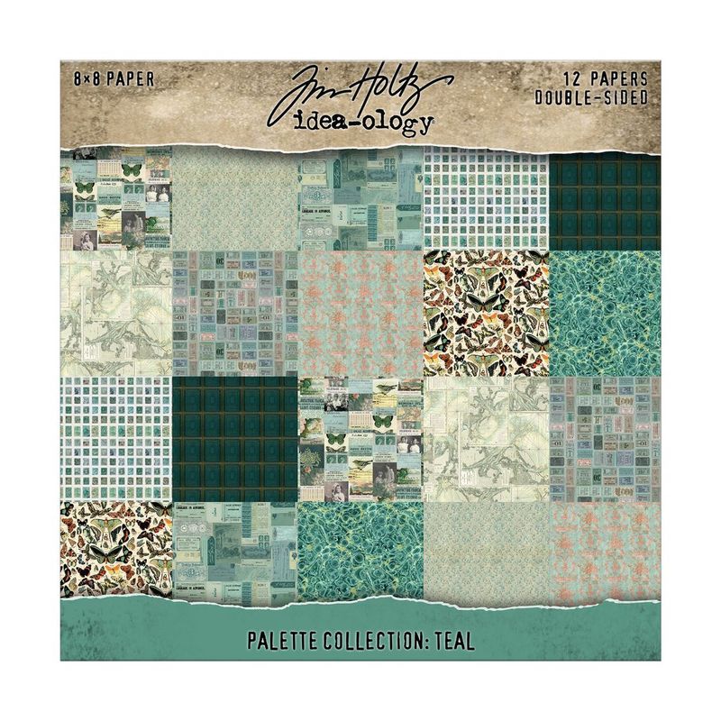 Tim Holtz Idea-ology Palette Collection Teal 8x8 12/pkg