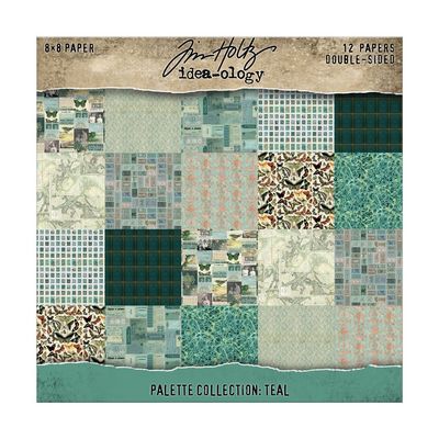 Tim Holtz Idea-ology Palette Collection Teal 8x8 12/pkg