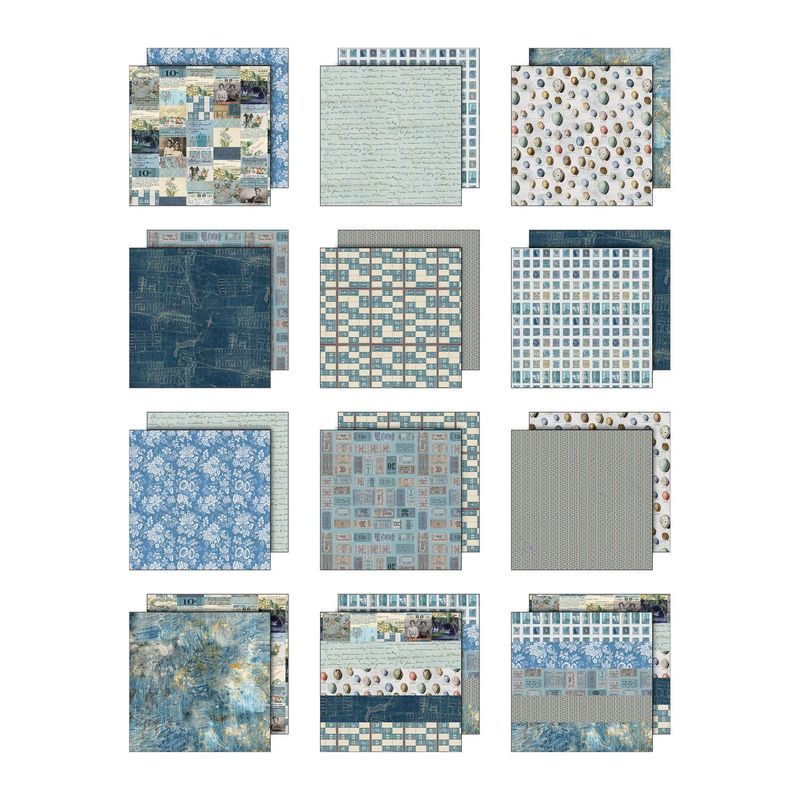 Tim Holtz Idea-ology Palette Collection Blue 12x12 12/pkg