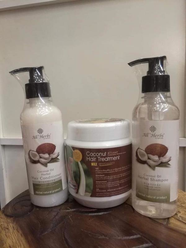 Coconut sets: shampoo, oil and wax