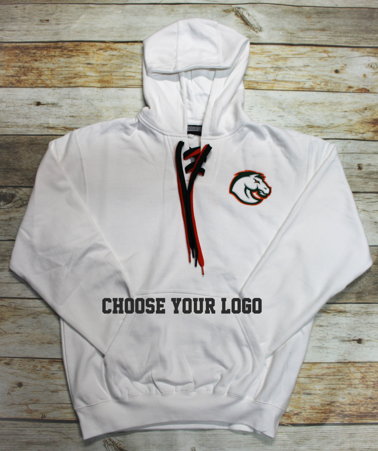 Lace Up Hoodie with Choice of Logo