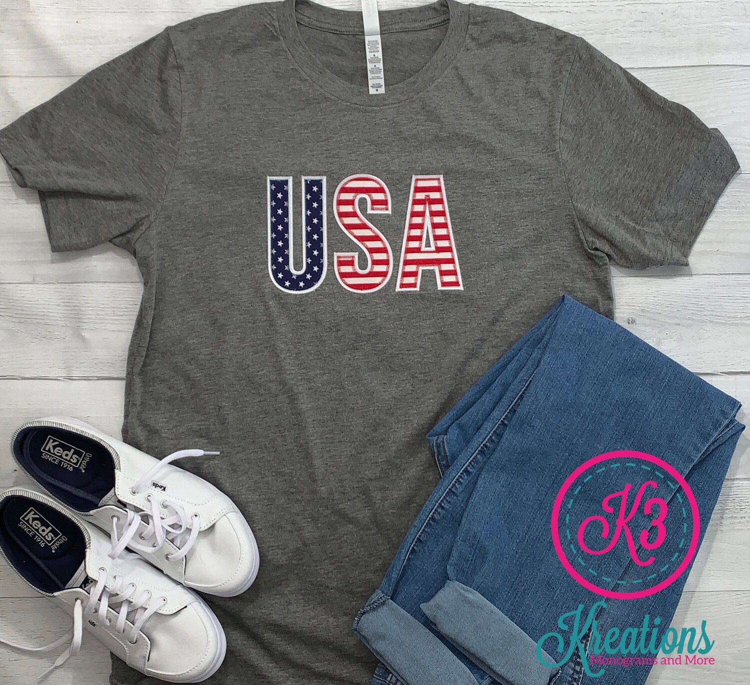 Adult Stars & Stripes USA Short Sleeve T-shirt (Choice of Shirt Brand)