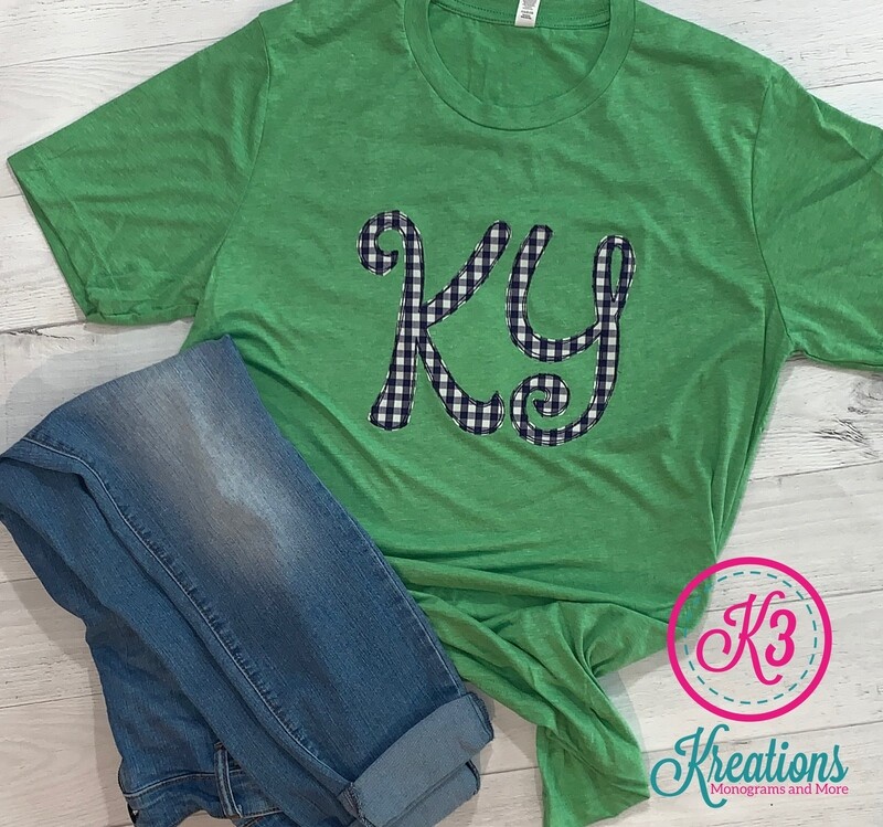 KY Scribble - Navy Gingham Triblend Short Sleeve T-shirt