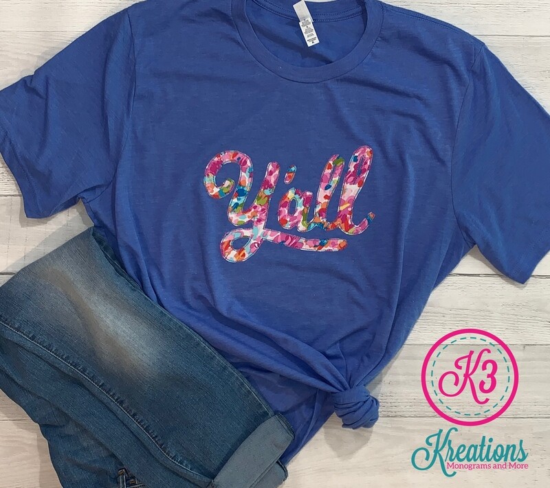 Adult Y&#39;all Tri-Blend Short Sleeve T-shirt - Pink Multi