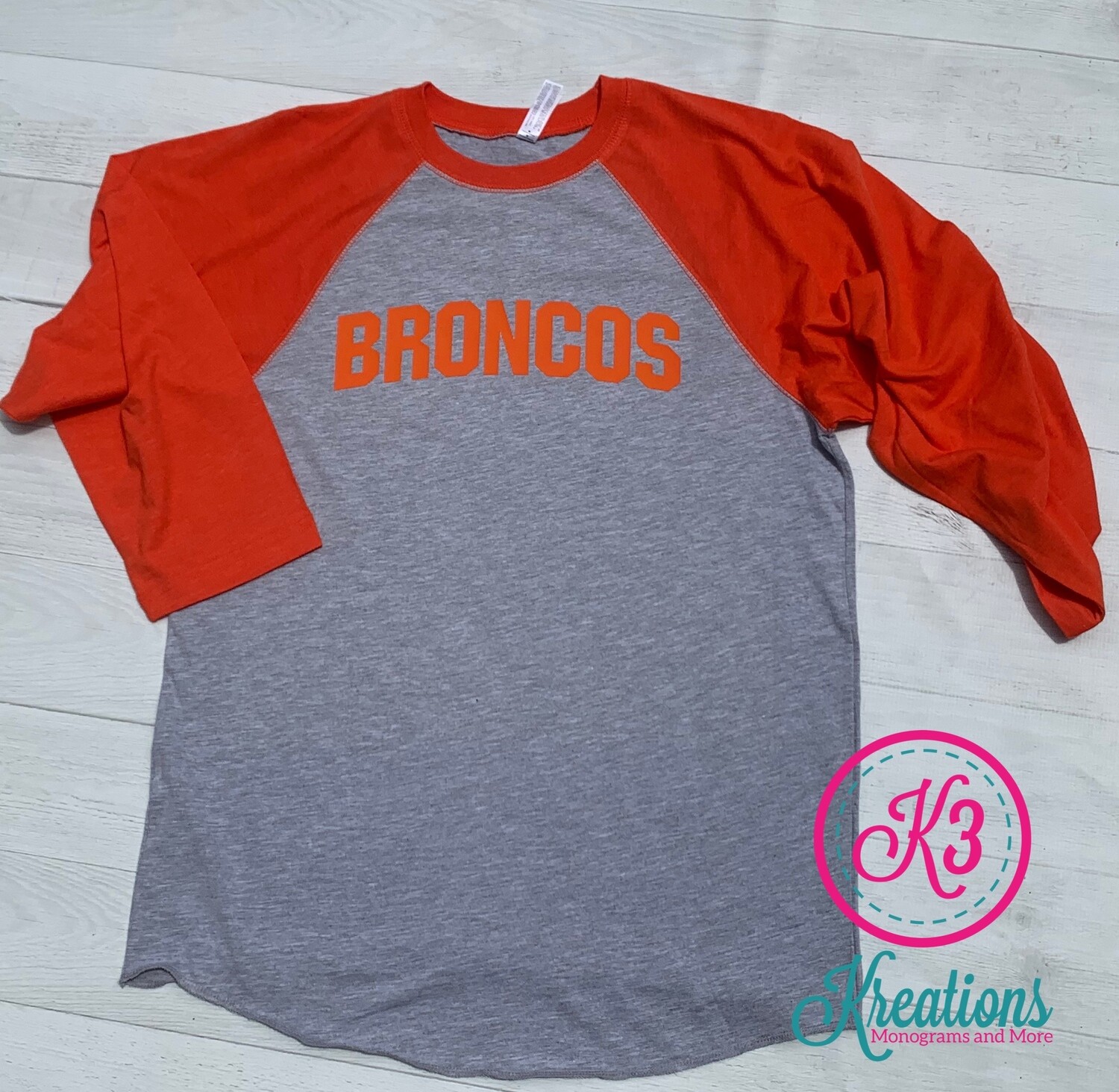 Broncos Baseball T-shirt (Unisex and Ladies Sizing)