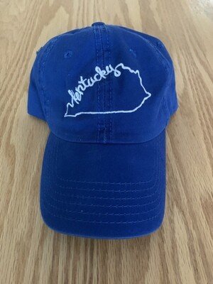 Royal Blue Hat with White Embroidered Kentucky State Design