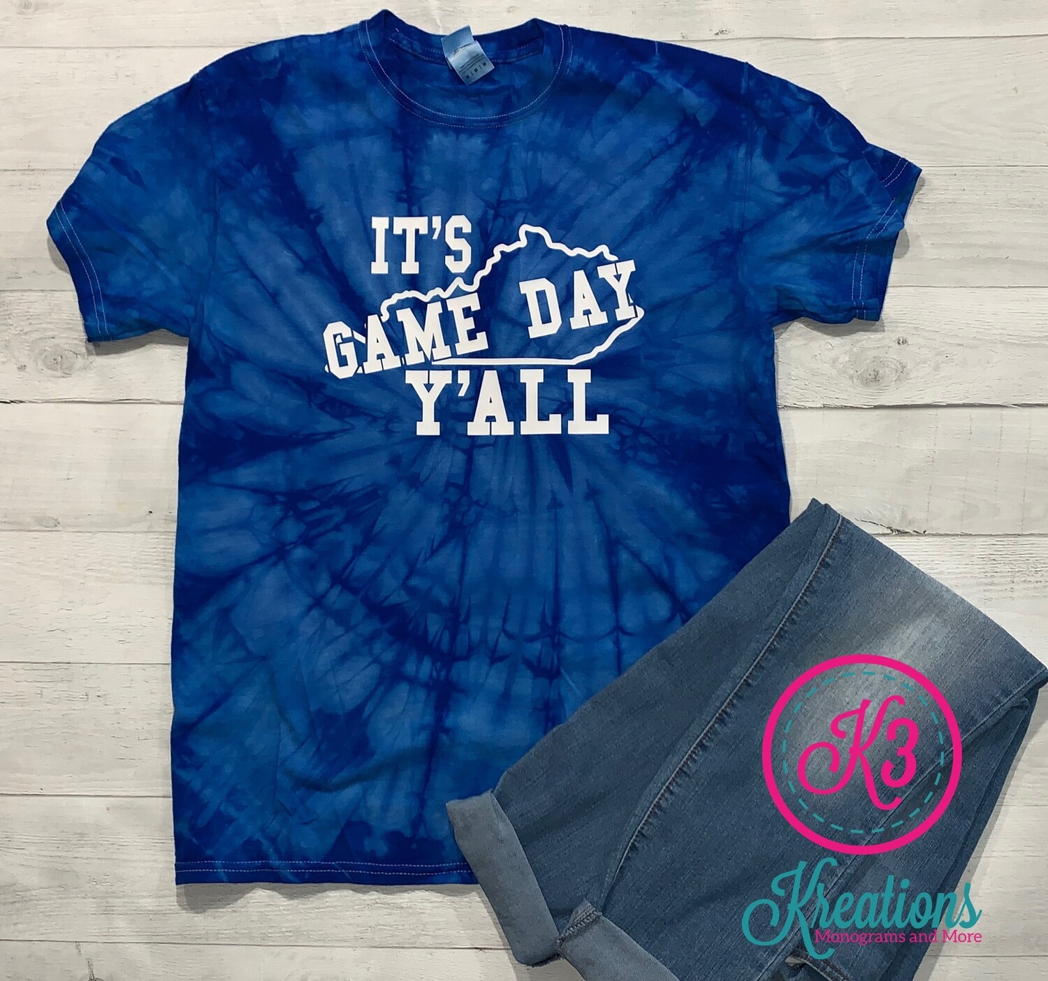 Adult It's Game Day Y'All Royal Tie Dye T-Shirt