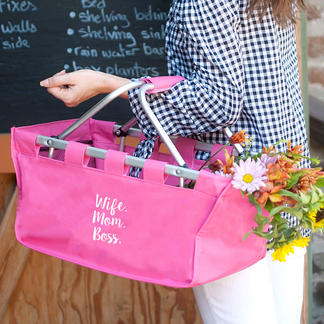 Wife.Mom.Boss Hot Pink Market Tote