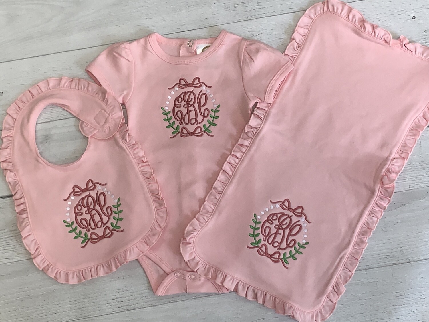 Tied With a Bow Pink Monogram Set