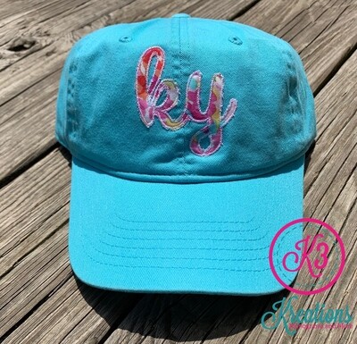 Comfort Color Blue Lagoon Hat with Multicolor KY