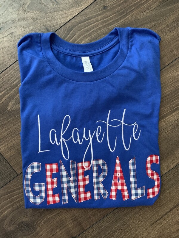 Adult Lafayette Generals Short Sleeve Applique Tee