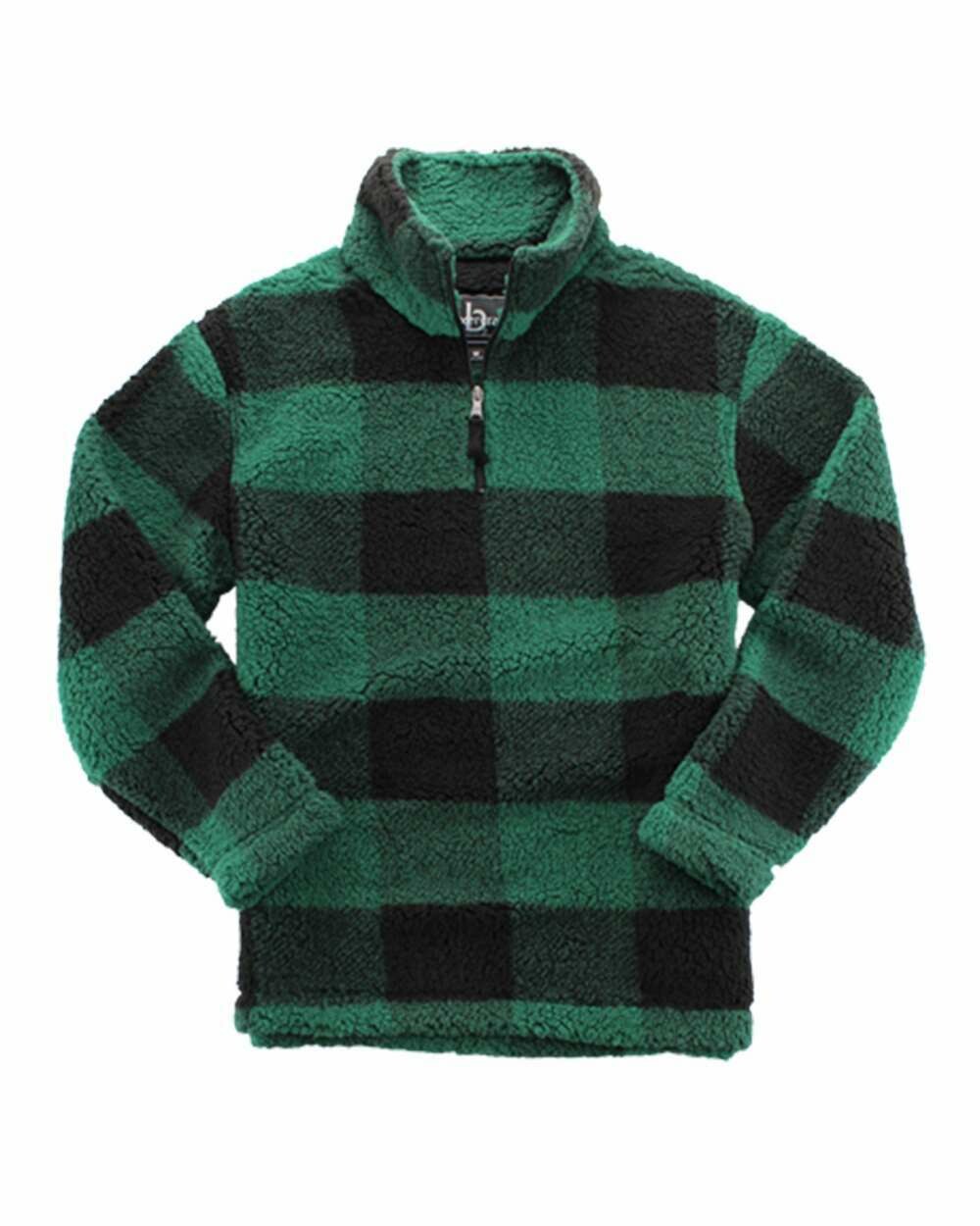Unisex Plaid Sherpa Fleece Quarter-Zip Pullover with choice of logo