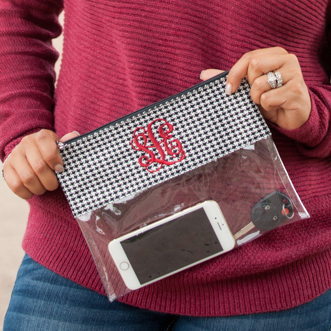 Houndstooth Clear Zip Pouch