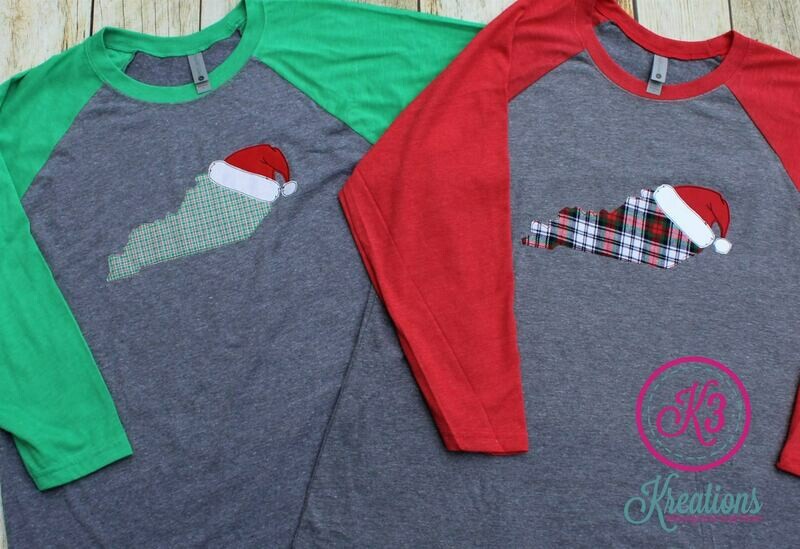 Unisex Triblend Three-Quarter Sleeve KY Christmas Raglan