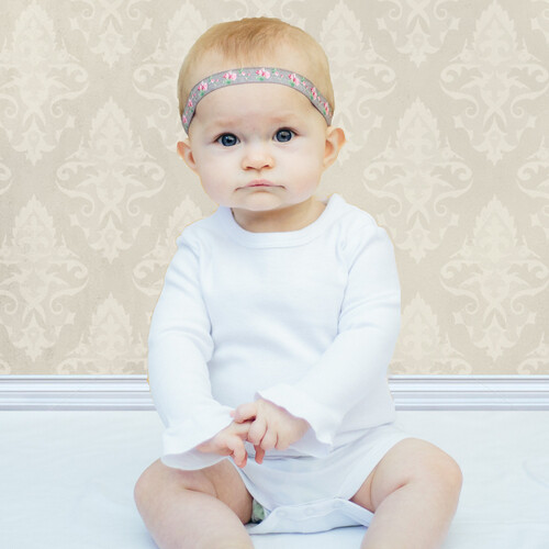 Personalized Baby Girl Christmas Reindeer Long Sleeved White Onesie with Ruffle Sleeves