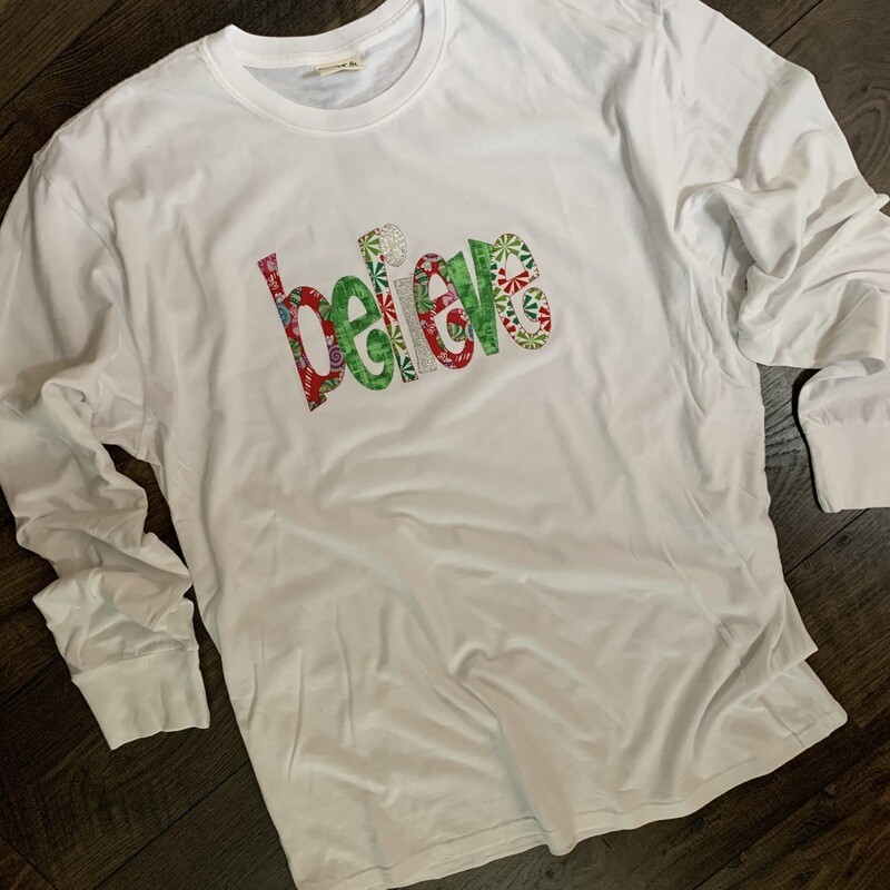 Adult Believe Whimsical Long Sleeve T-Shirt