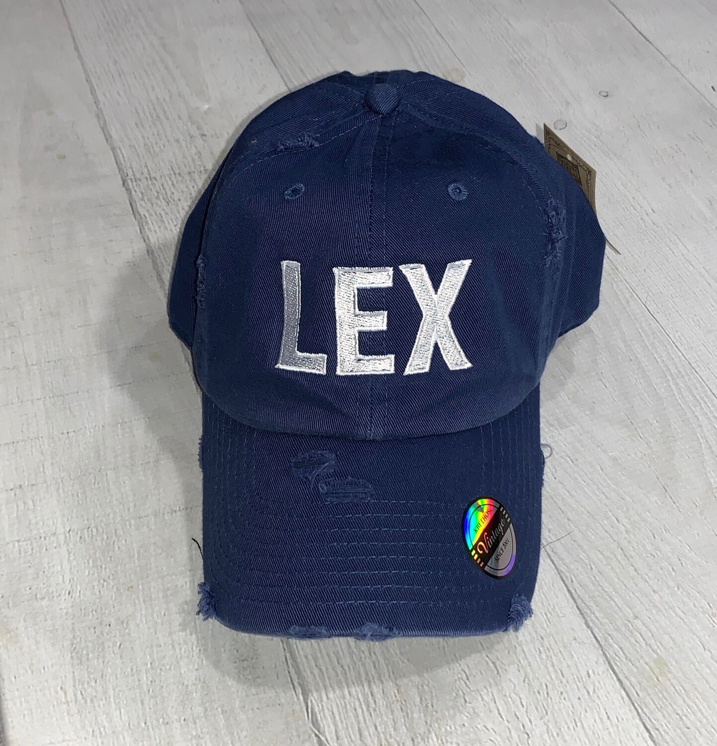 LEX Distressed Navy Ball Cap