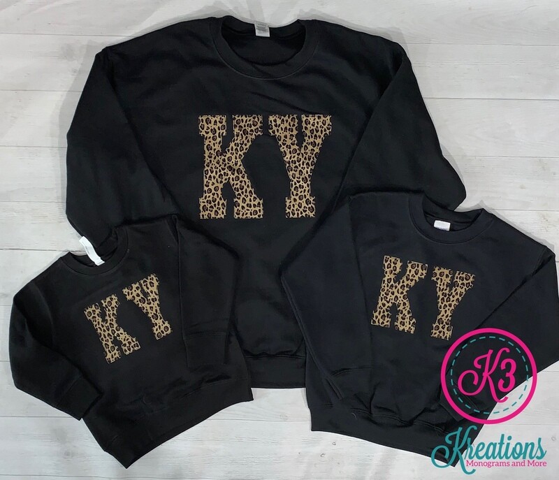 KY Leopard Black Crewneck - Toddler or Youth