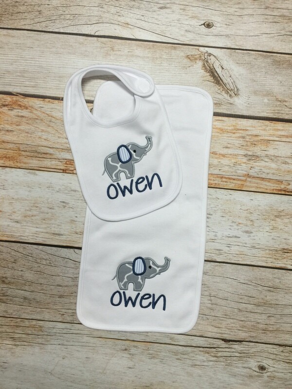 Baby Elephant Bib &amp; Burp Cloth