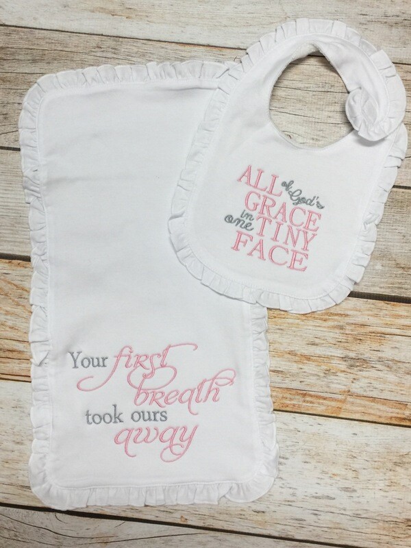 Ruffle Bib &amp; Burp Cloth