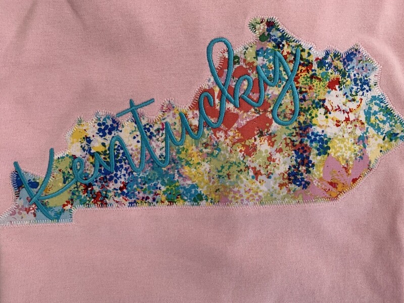 Adult Kentucky State Script Bouquet Short Sleeve Pink Tee