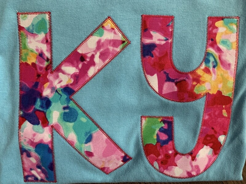 Adult Ky Floral Watercolor Aqua Short Sleeve Tee