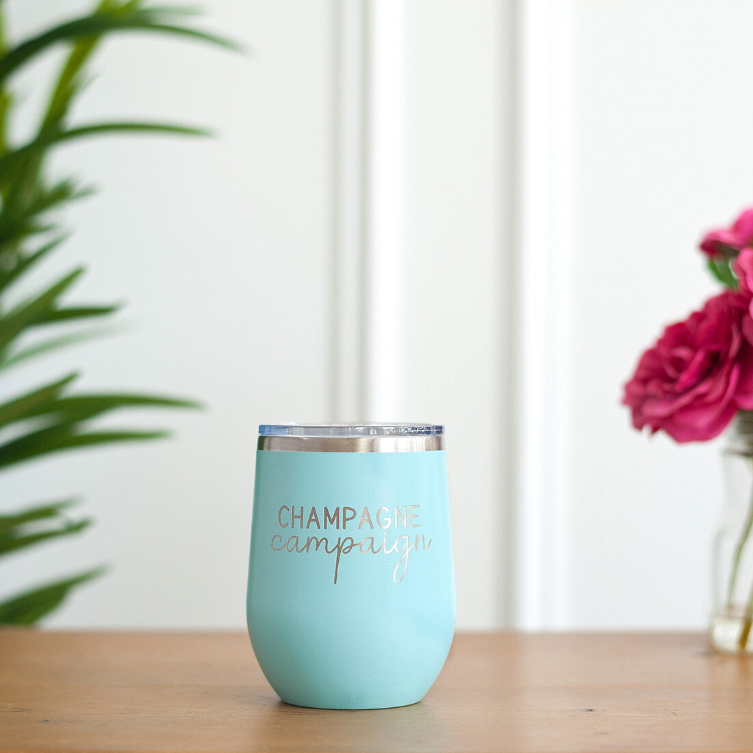 Teal Champagne Campaign 12 oz Tumbler