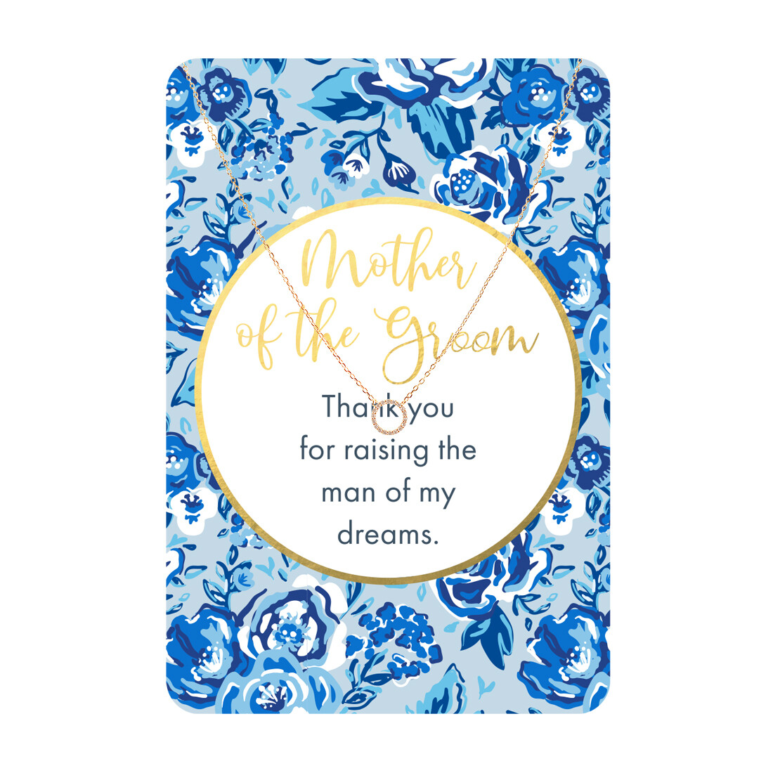 Gold Circle CZ Mother Of The Groom Necklace Card