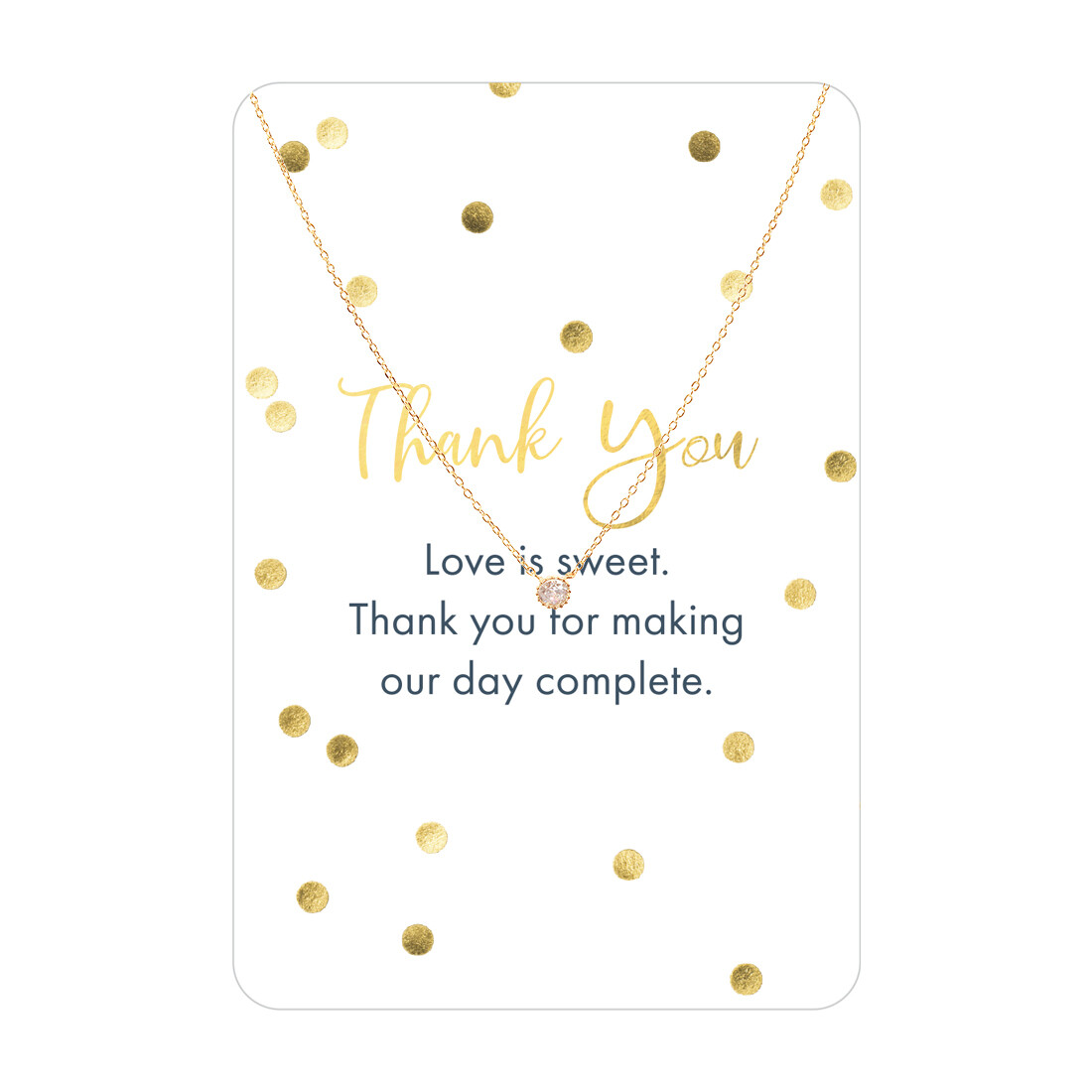 Gold CZ Thank You Necklace Card