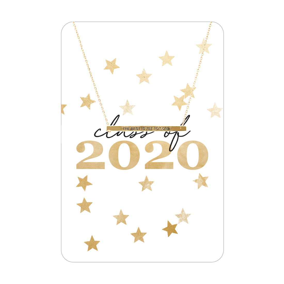 Gold Class Of 2020 Bar Necklace Card
