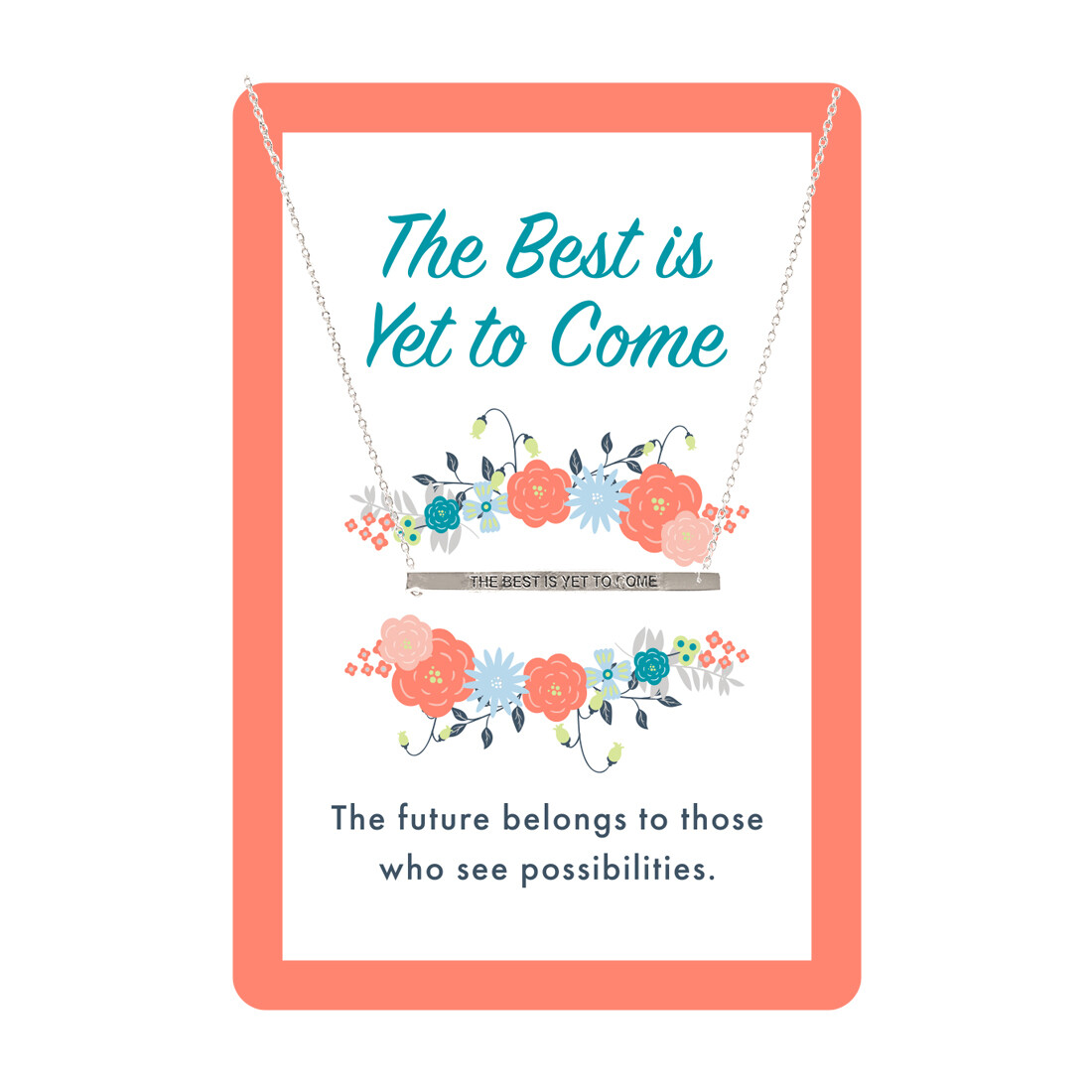 Silver The Best Is Yet To Come Bar Necklace Card