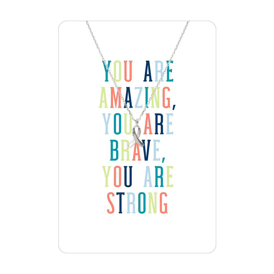 Silver You Are Amazing Ribbon Necklace Card